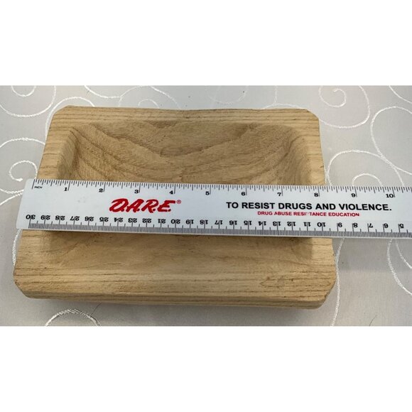 Wooden Rectangular Serving Dough Bowl Tray Natural Wood Finish 7.5" X 5.5" - Picture 4 of 6